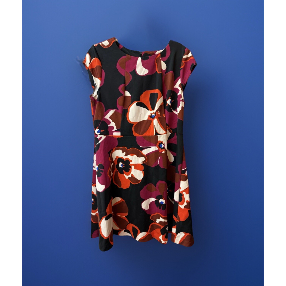 Indication Women's Size XL Black maroon Retro Print Floral Scuba Sheath Dress